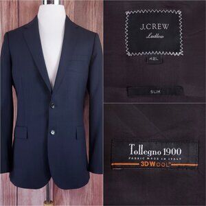 J Crew Ludlow Slim fit Suit Jacket 42L Tollegno 1900 Italian 3D Wool Navy Blue
